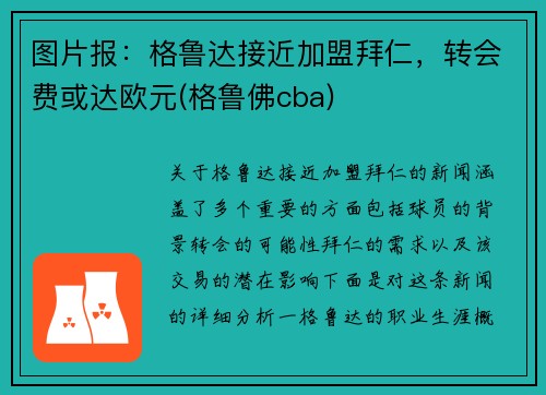 图片报：格鲁达接近加盟拜仁，转会费或达欧元(格鲁佛cba)